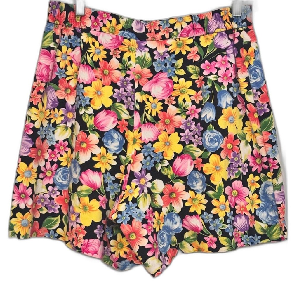 Briggs Petite Floral 90s VINTAGE Candy Colored Skort 14P Wrap Skirt Boho Garden - Picture 3 of 9